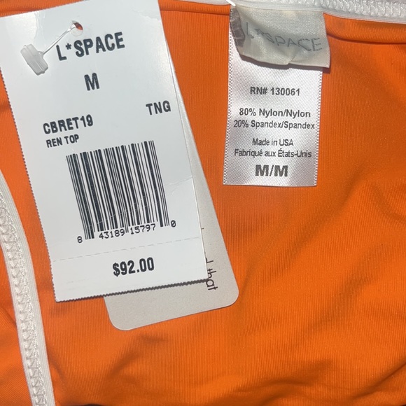 L*Space REN Bikini TOP Tangerine Sz M - Picture 7 of 8